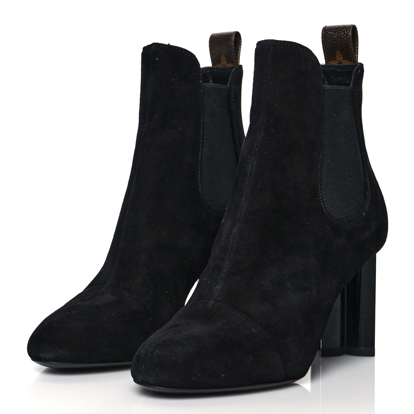 Suede Monogram Uniformes Cap Toe Chelsea 80mm Ankle Boots 34 Black