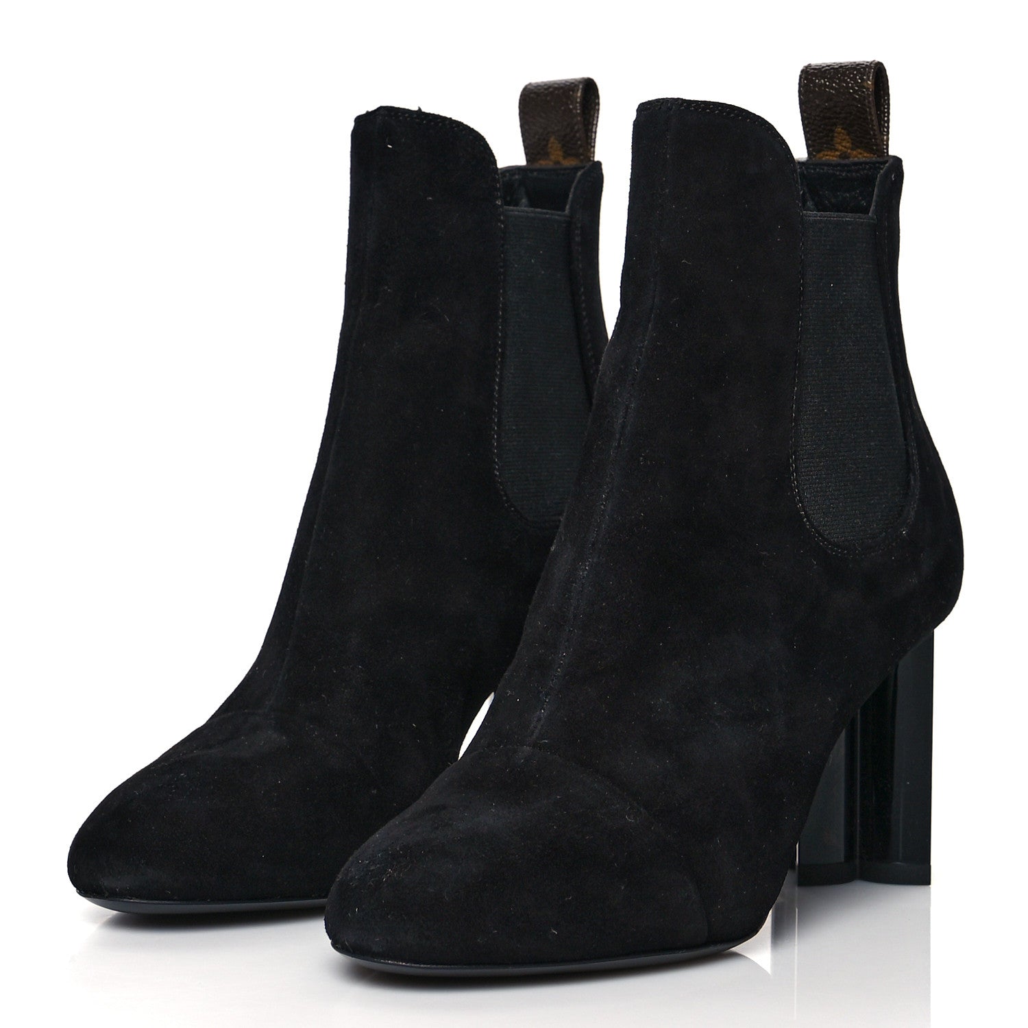 Louis Vuitton Suede Monogram Uniformes Cap Toe Chelsea 80mm Ankle Boots 34 Black 3 of 8