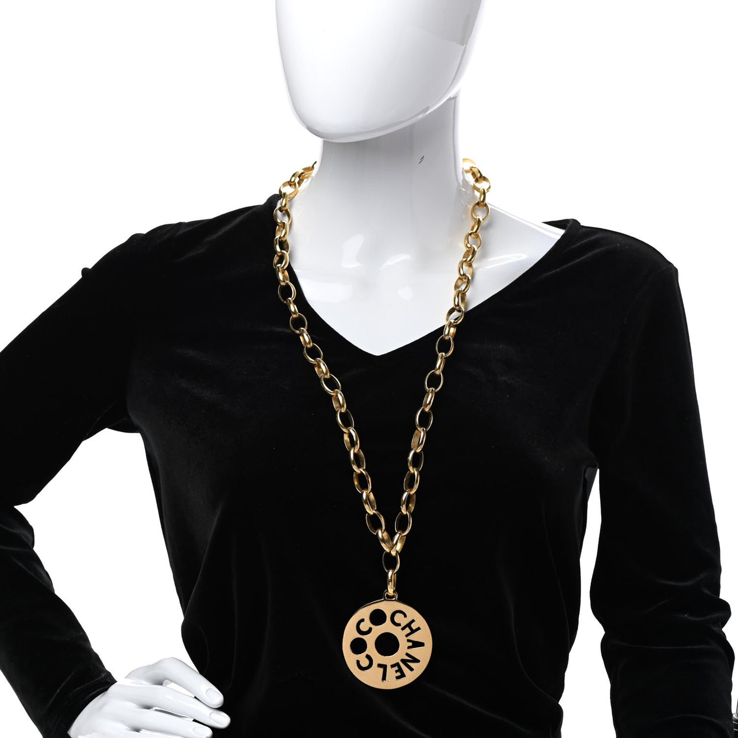 Oversized Coco Chanel Pendant Necklace Gold