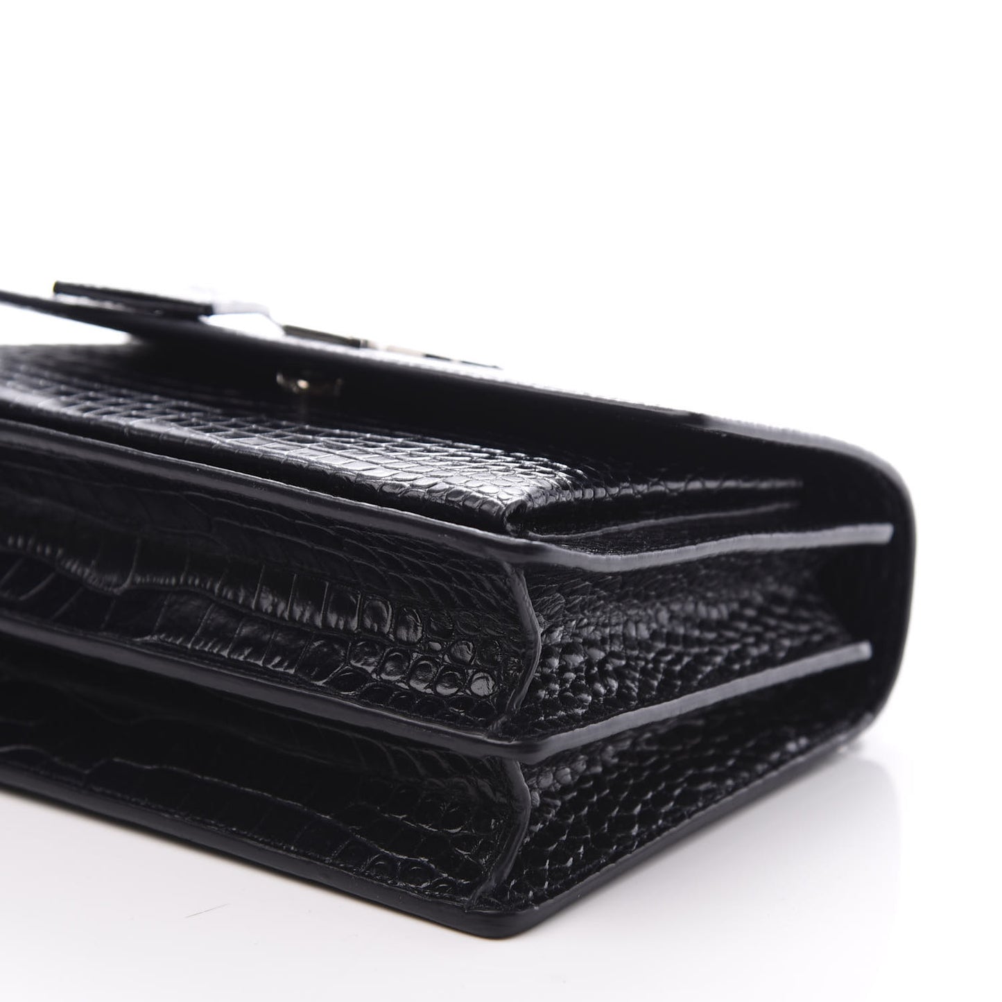 Calfskin Crocodile Embossed Medium Monogram Sunset Navy
