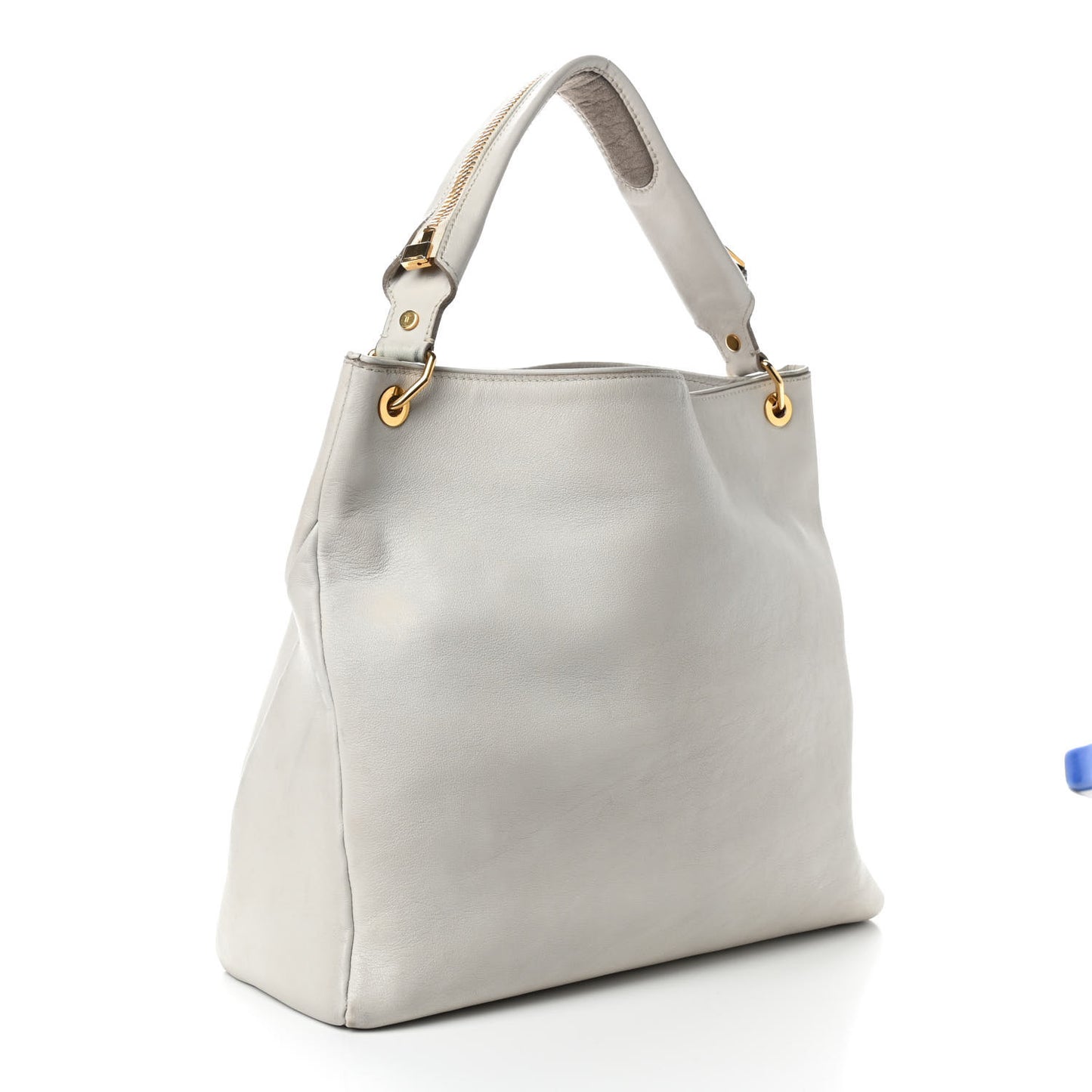 Calfskin Zipper Strap Hobo White