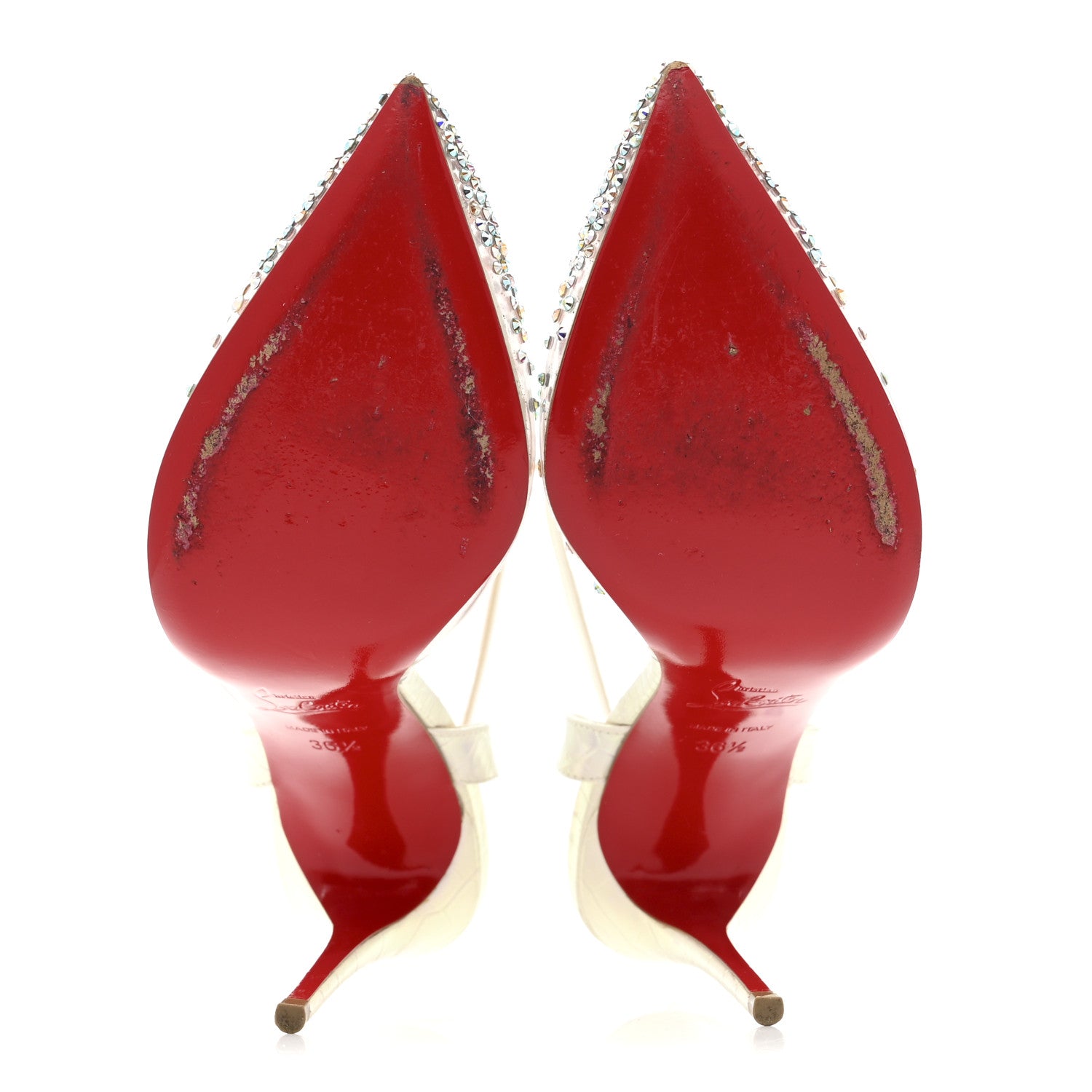 Christian Louboutin PVC Calf Alicoco Spikaqueen 100 Pumps 36.5 White 6 of 9