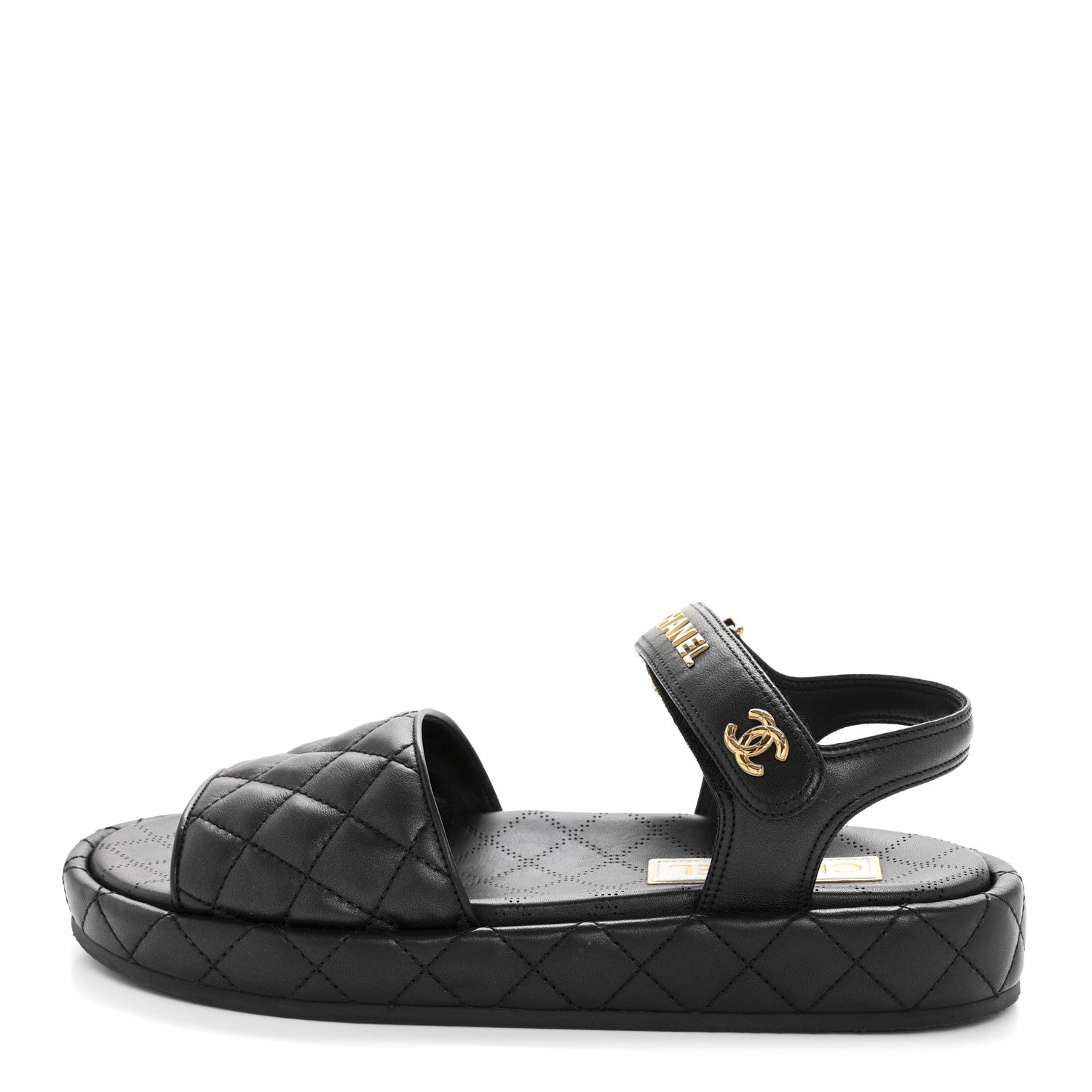 Chanel Lambskin Quilted Dad Sandals 41 Black 1 of 9