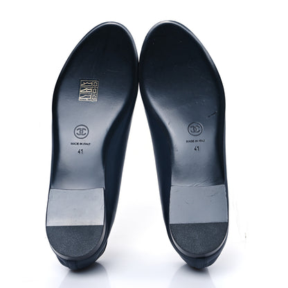 Chanel Lambskin CC Cap Toe Ballerina Flats 41 Navy 5 of 8