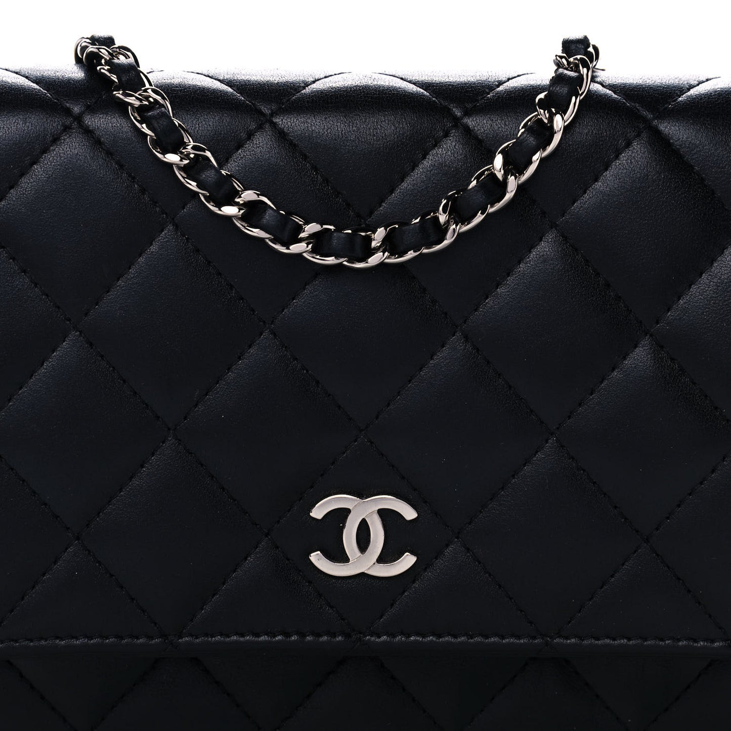 Lambskin Quilted Wallet On Chain WOC Black