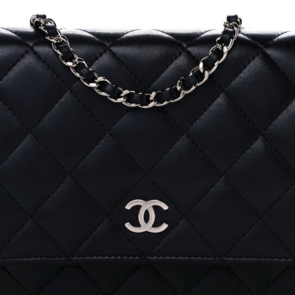 Chanel Lambskin Quilted Wallet On Chain WOC Black 5 of 14