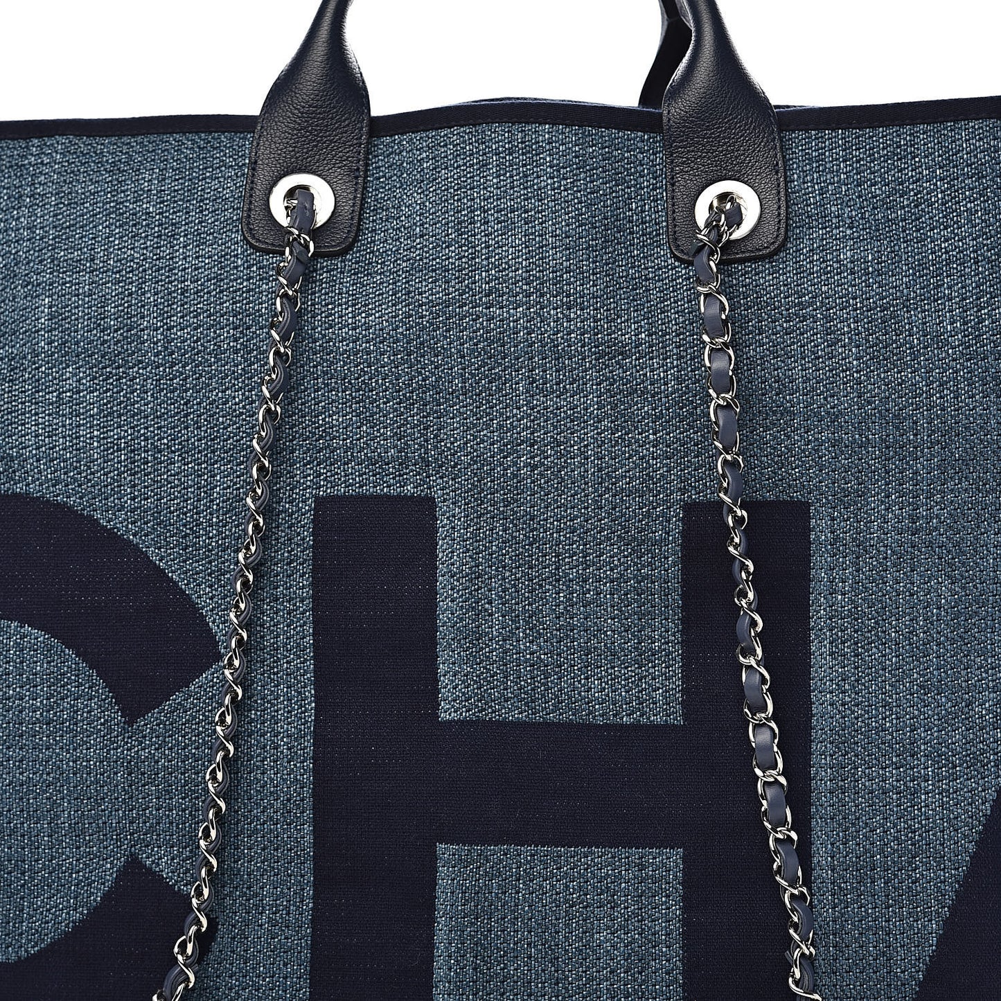 Canvas Large Shopping Tote Dark Blue