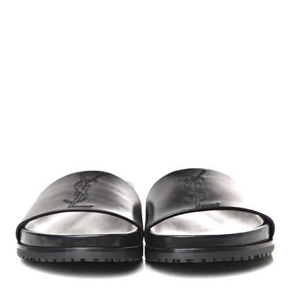 Saint Laurent Calfskin Monogram Womens Jimmy Joan Slide Sandals 39 Black 2 of 10