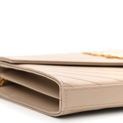 Saint Laurent Grain De Poudre Matelasse Chevron Monogram Chain Wallet Nude Powder 8 of 9