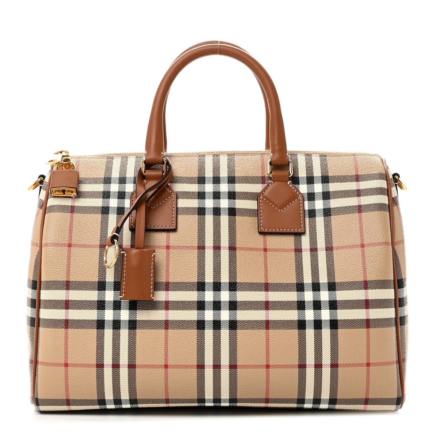 Burberry Horseferry Check Medium Bowling Bag Tan 1 of 9