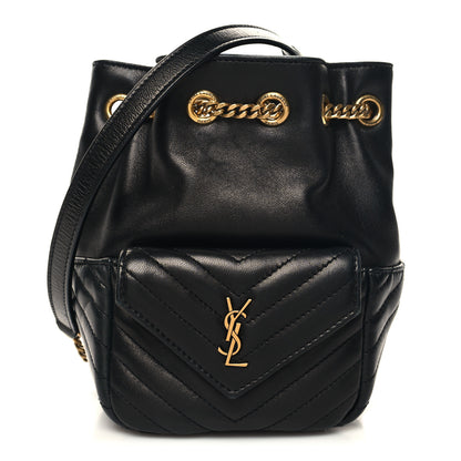 Saint Laurent Lambskin Matelasse Monogram Joe Nano Bucket Bag Black 1 of 11