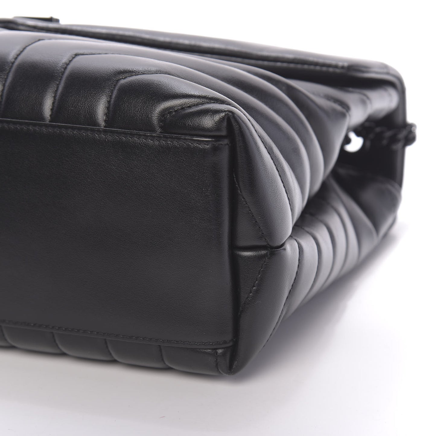 Calfskin Y Quilted Monogram Medium Loulou Chain Satchel Black