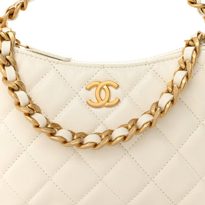 Chanel Lambskin Quilted Chain Around Top Handle Mini Bag White 8 of 10