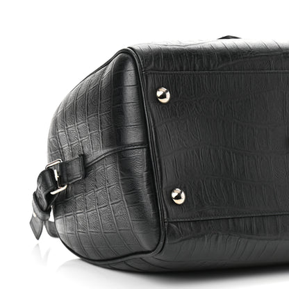 Saint Laurent Calfskin Crocodile Embossed Classic Duffle Bag Black 5 of 11