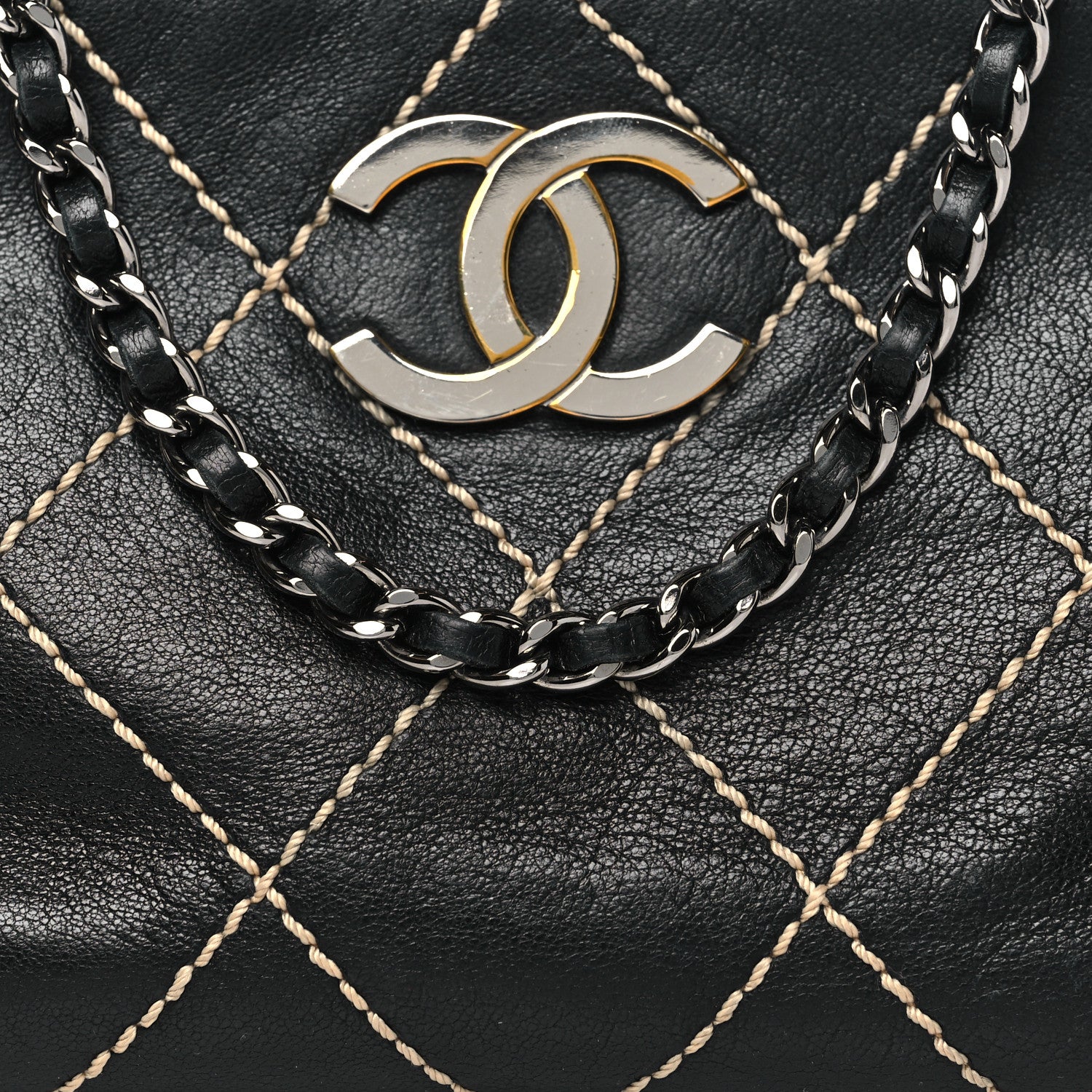 Chanel Lambskin Surpique Stitch Pochette Black 8 of 11