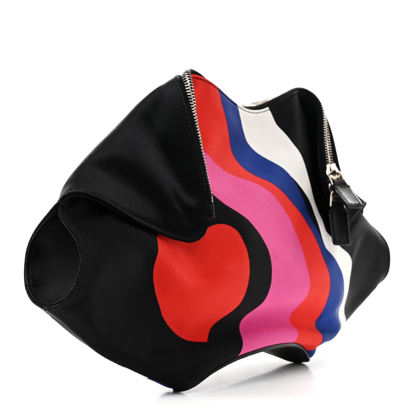 Silk Print De Manta Heart Print Clutch Black Red Pink