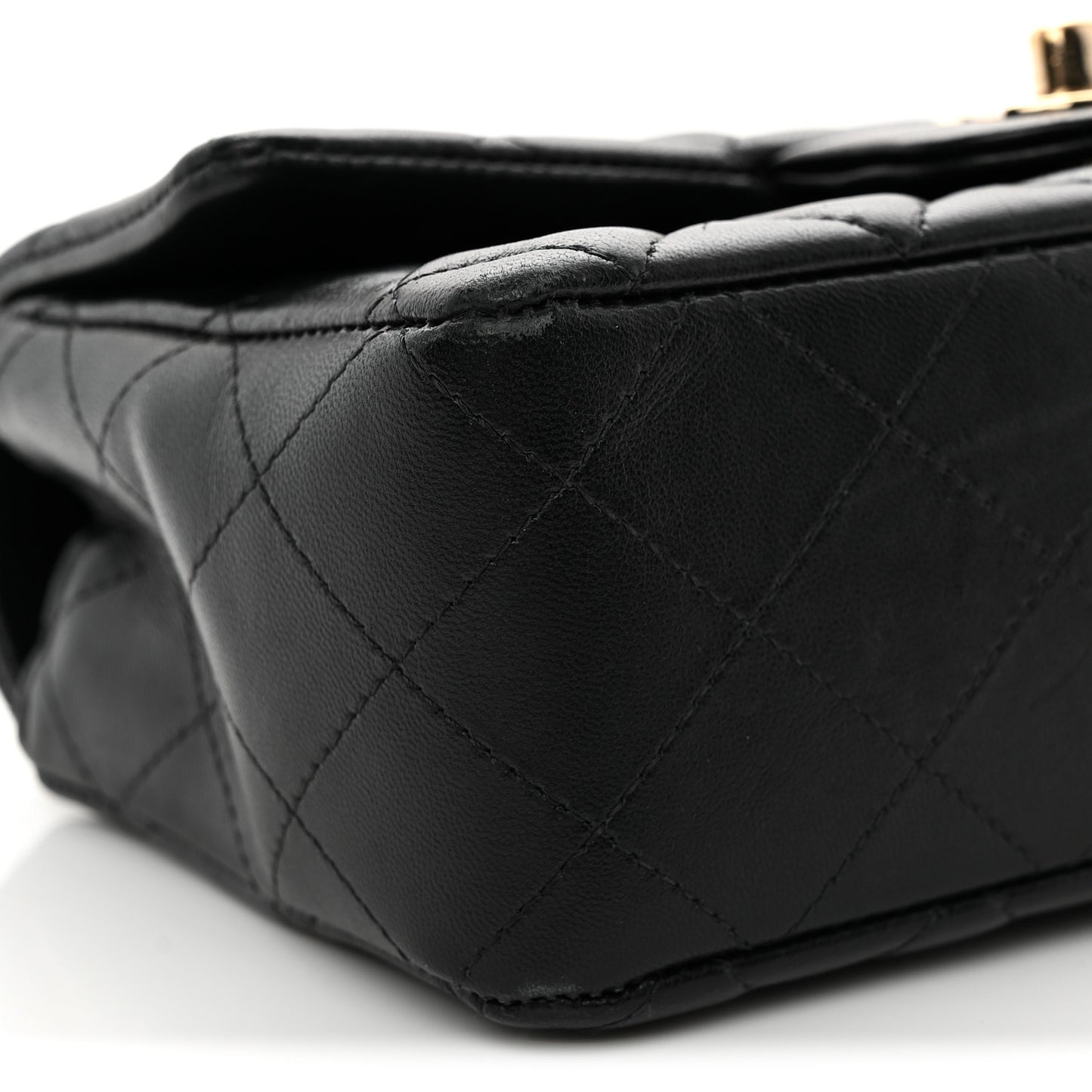 Lambskin Quilted Mini Rectangular Flap Black