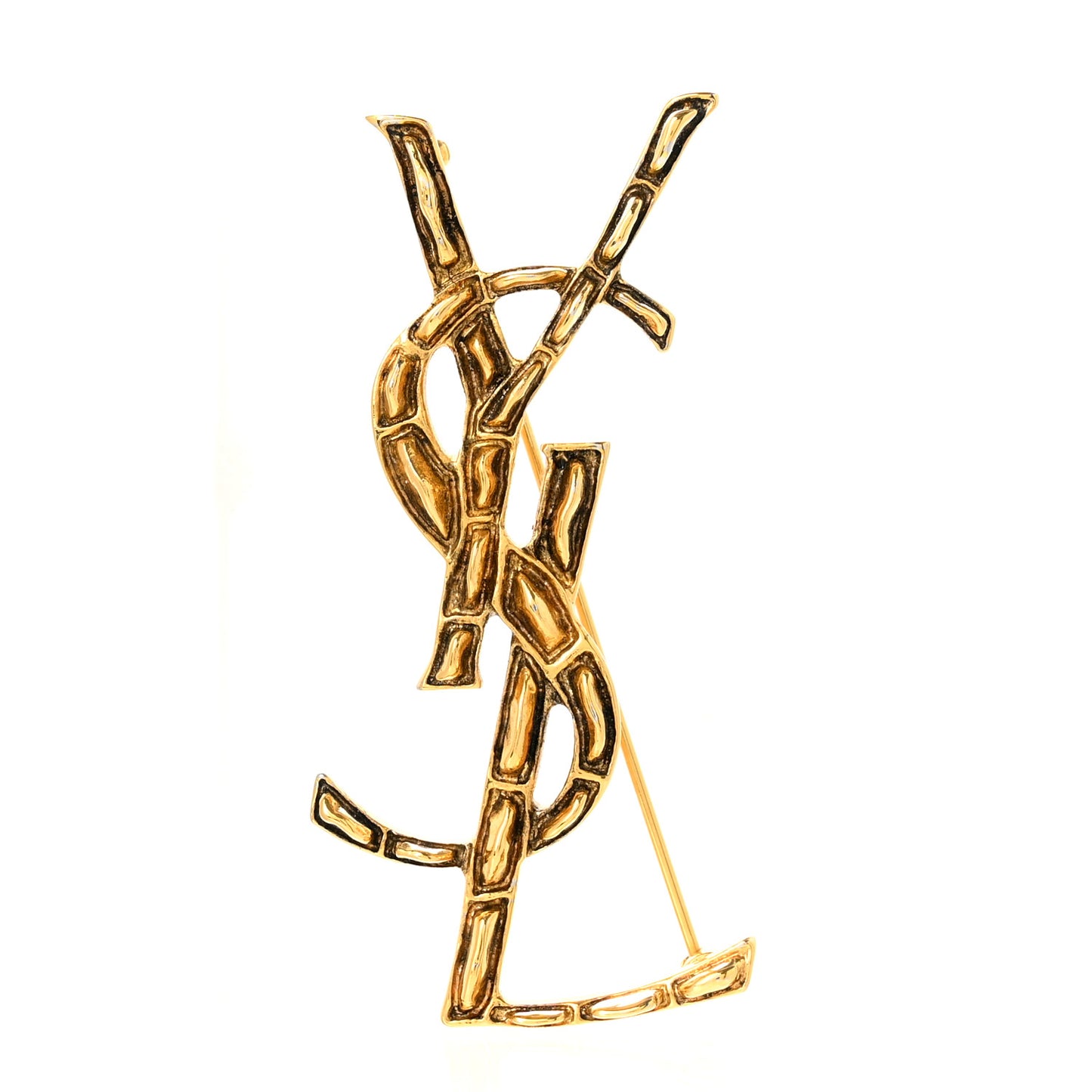 Monogram Crocodile Opyum Brooch Gold