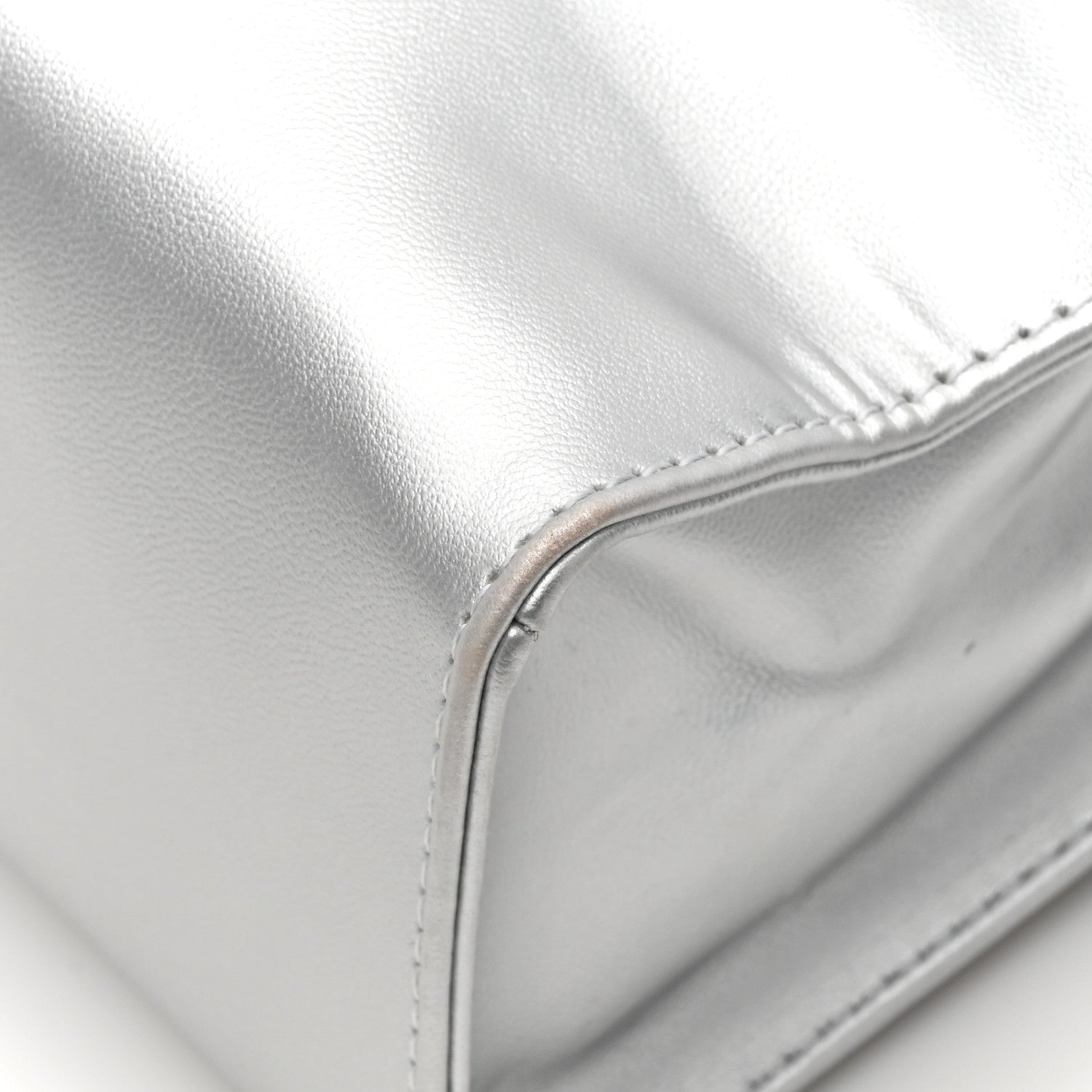 Telfar Metallic Vegan Leather Small Shopping Bag Silver 13 of 13