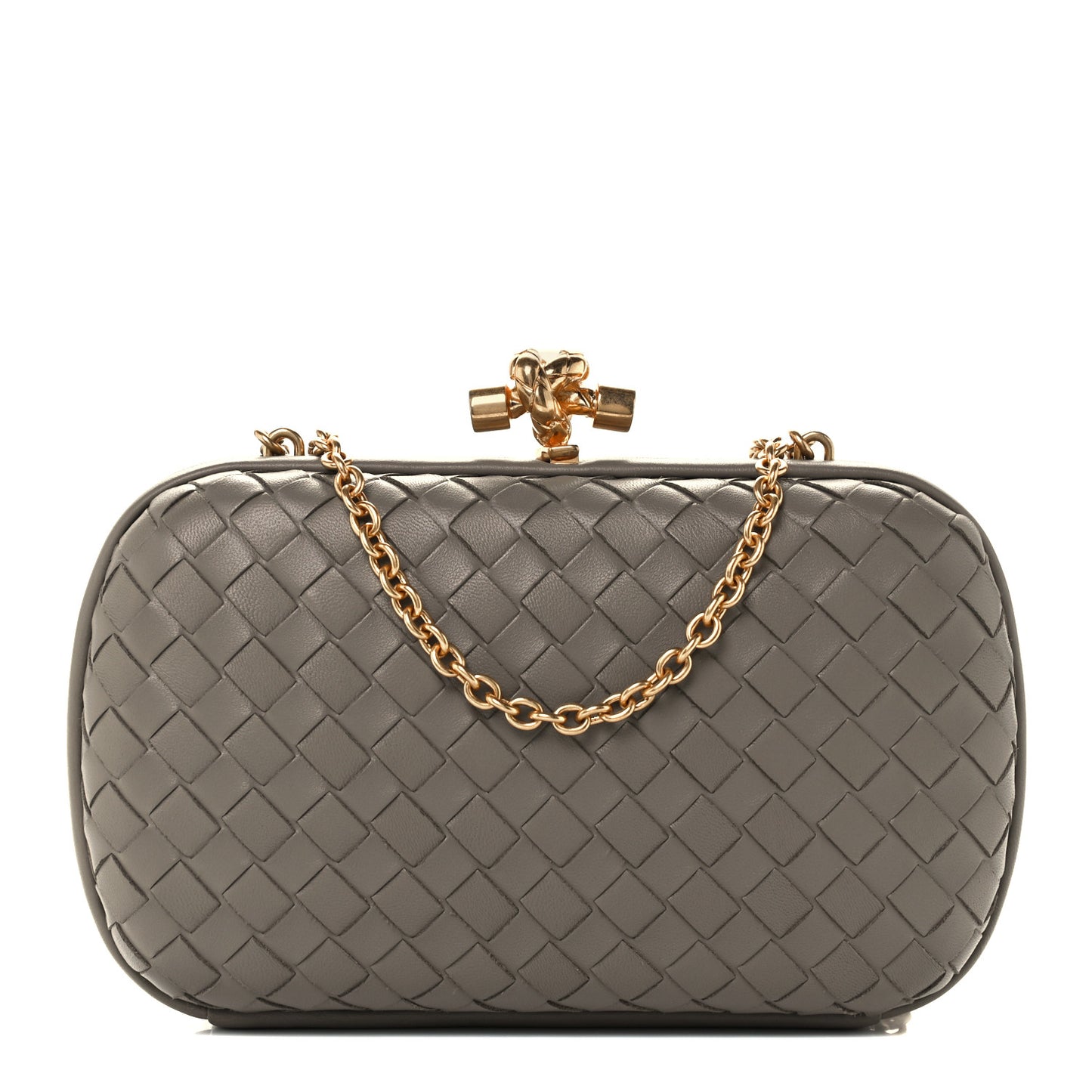 Nappa Intrecciato Chain Knot Clutch Steel