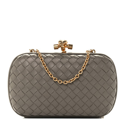 Bottega Veneta Nappa Intrecciato Chain Knot Clutch Steel 1 of 9
