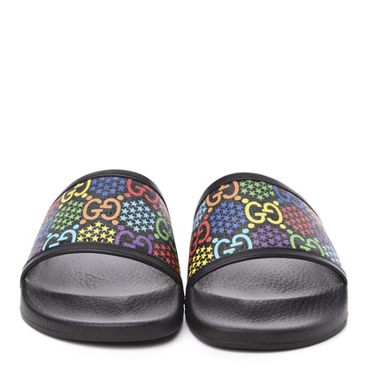 Gucci GG Supreme Monogram Psychedelic Mens Slide Sandals 8 Black Multicolor 2 of 8