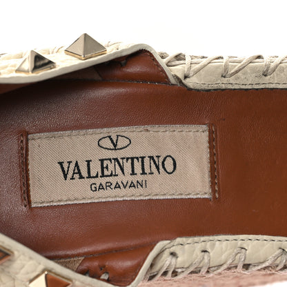 Valentino Garavani Grained Calfskin Rockstud Ankle Strap Espadrille Wedge Sandals 36 Light Ivory 8 of 10