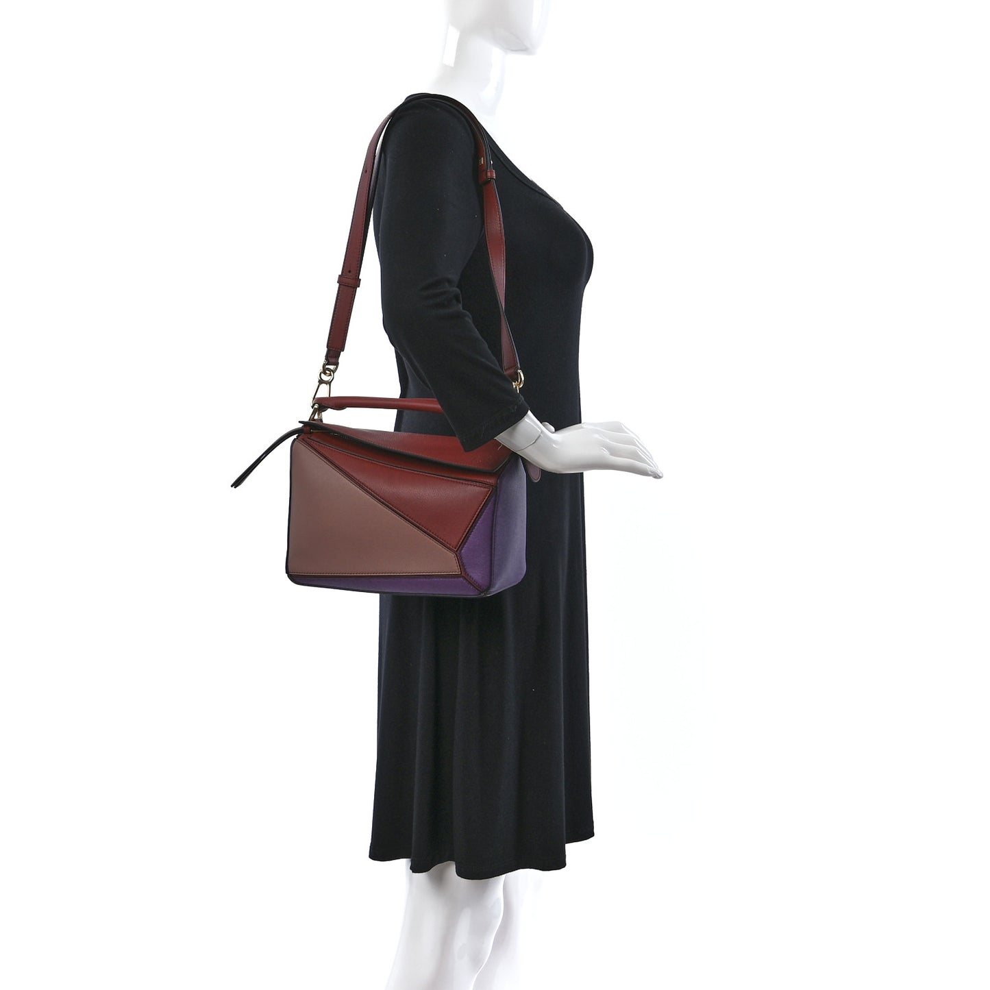 Calfskin Small Puzzle Bag Dark Rust Dark Purple