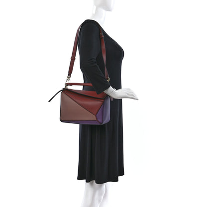 Loewe Calfskin Small Puzzle Bag Dark Rust Dark Purple 2 of 9