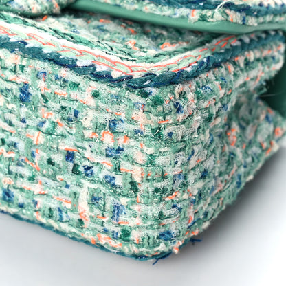 Chanel Tweed Quilted Mini Flap Green White Orange 9 of 11