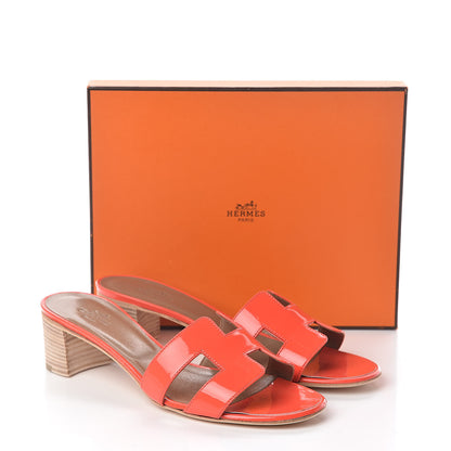 Hermes Patent Oasis Sandals 37.5 Rose Jaipur 8 of 8