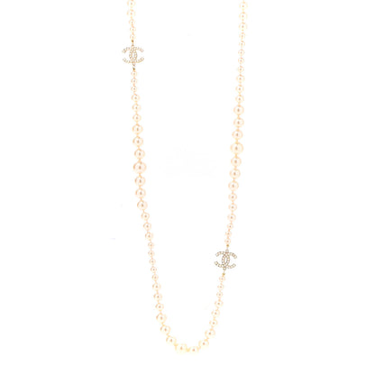 Chanel Graduated Pearl CC Long Necklace Gold 1 of 6
