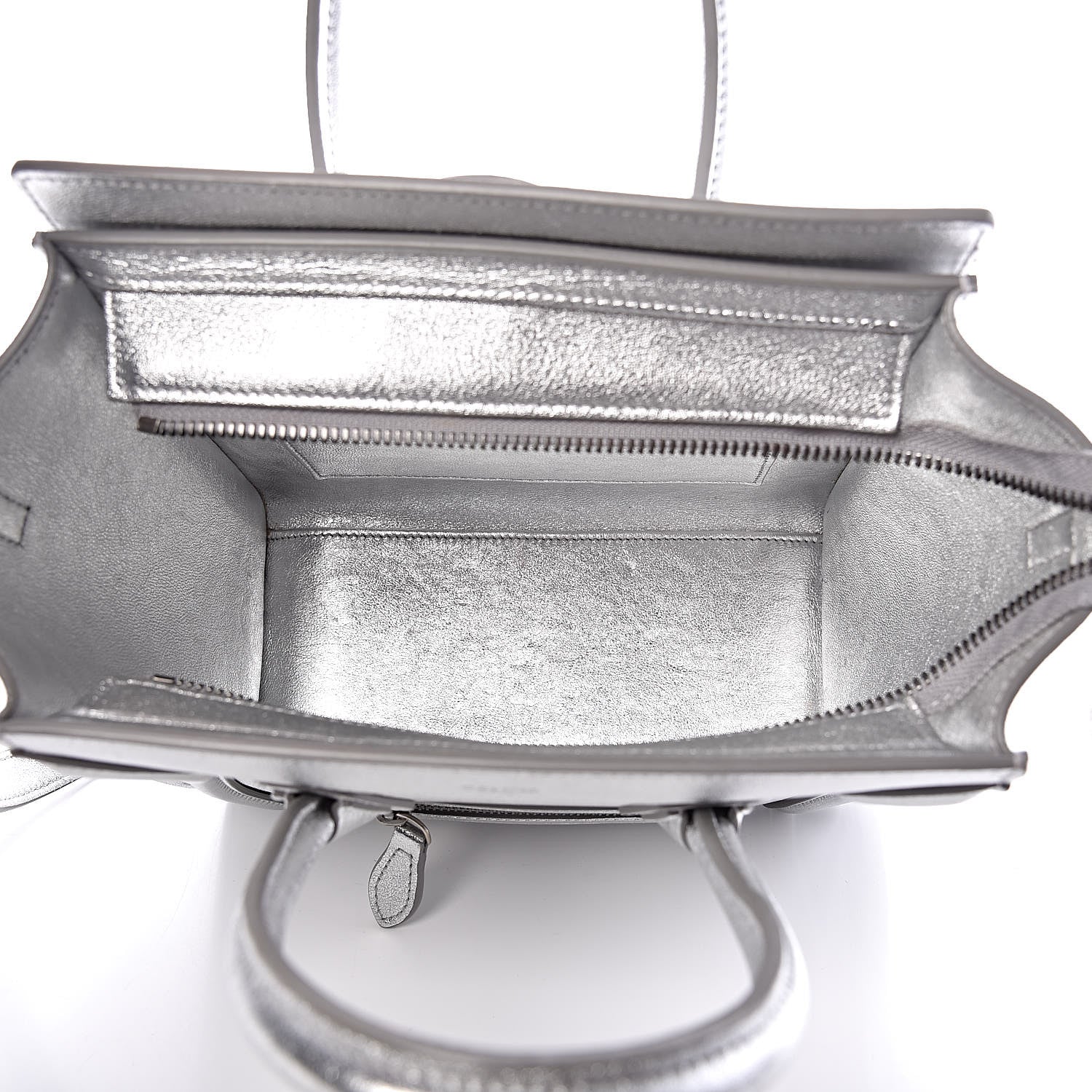 Celine Laminated Lambskin Nano Luggage Silver 5 of 13