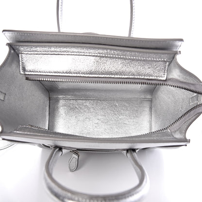 Celine Laminated Lambskin Nano Luggage Silver 5 of 13