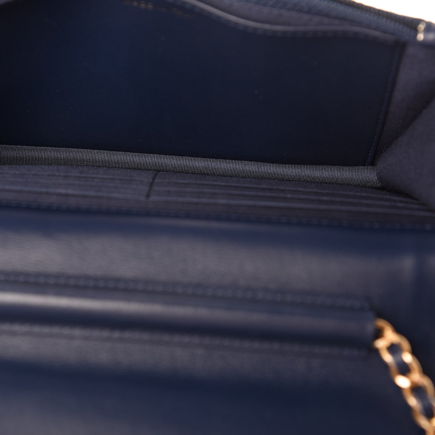 Lambskin Quilted Boy Wallet On Chain WOC Navy Blue