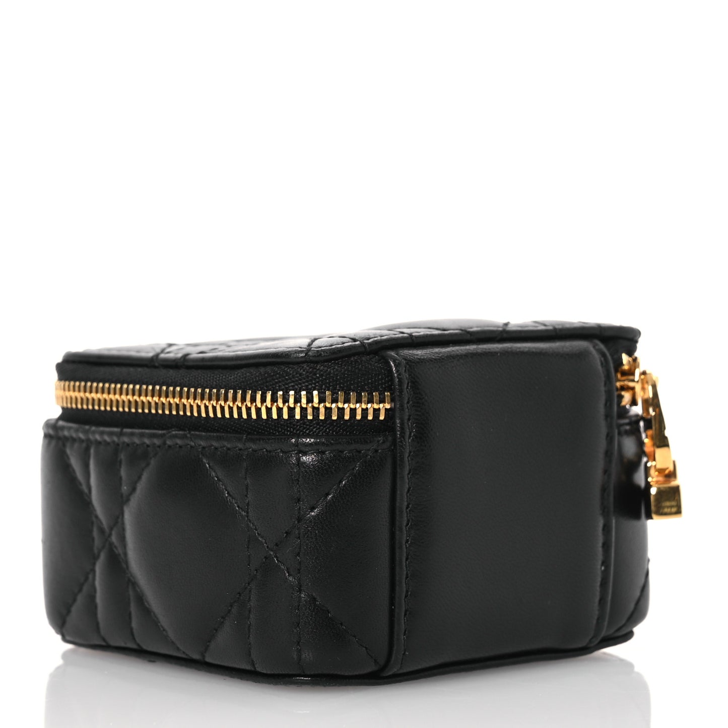 Calfskin Cannage Mini Caro Jewelry Case Black