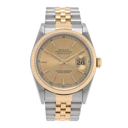 Rolex Stainless Steel 18K Yellow Gold 36mm Oyster Perpetual Datejust Watch Champagne 16233 1 of 4