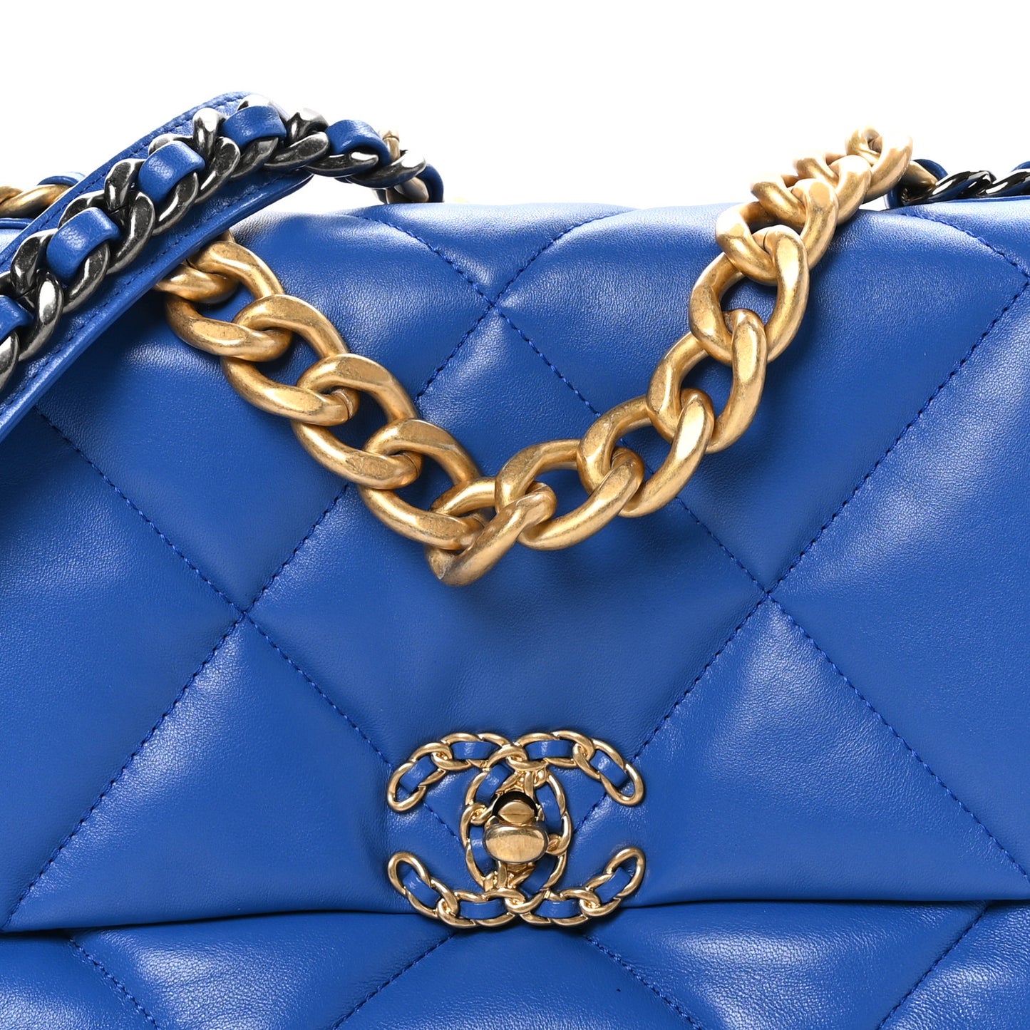 Lambskin Quilted Large Chanel 19 Flap Blue