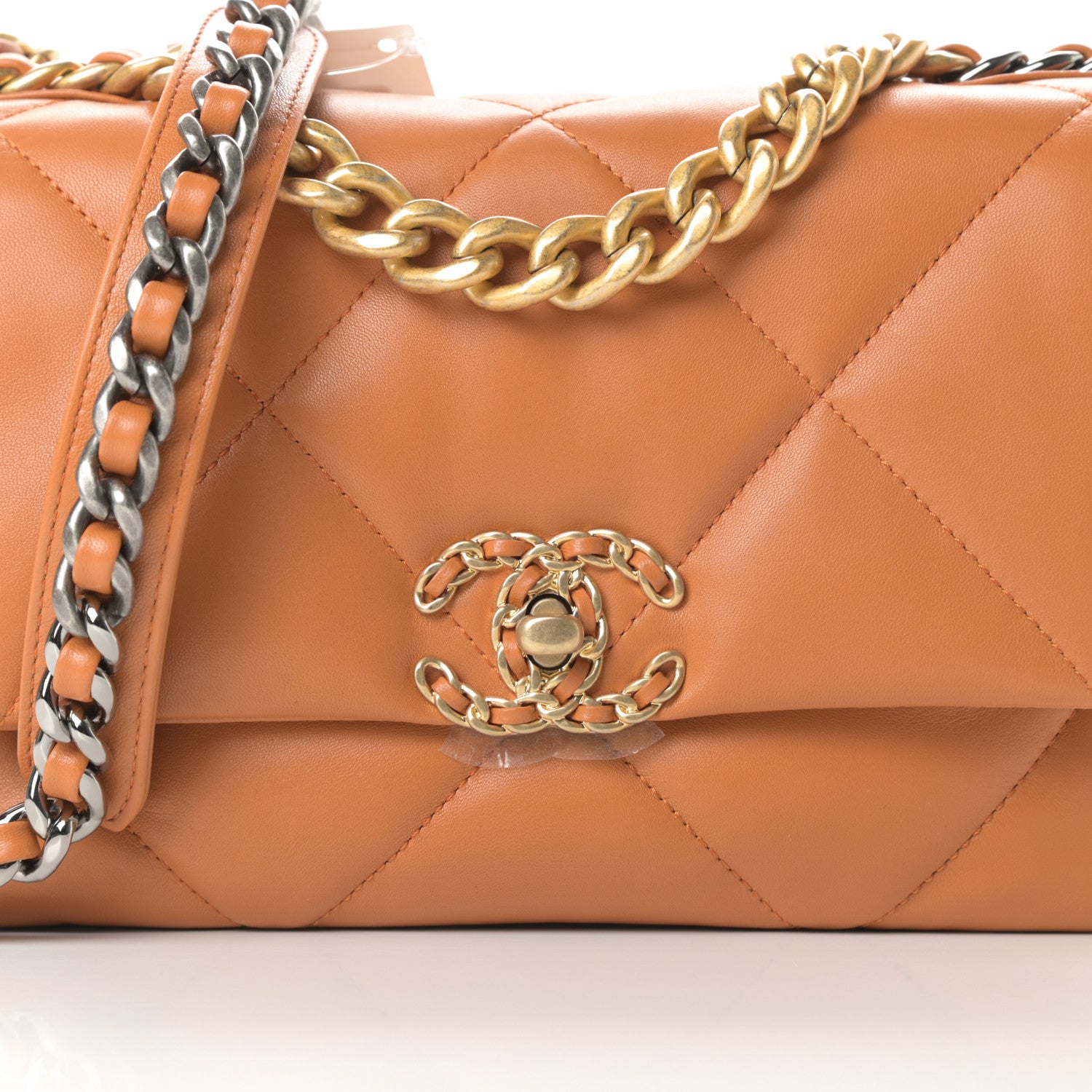 Chanel Lambskin Quilted Medium Chanel 19 Flap Light Brown 8 of 11