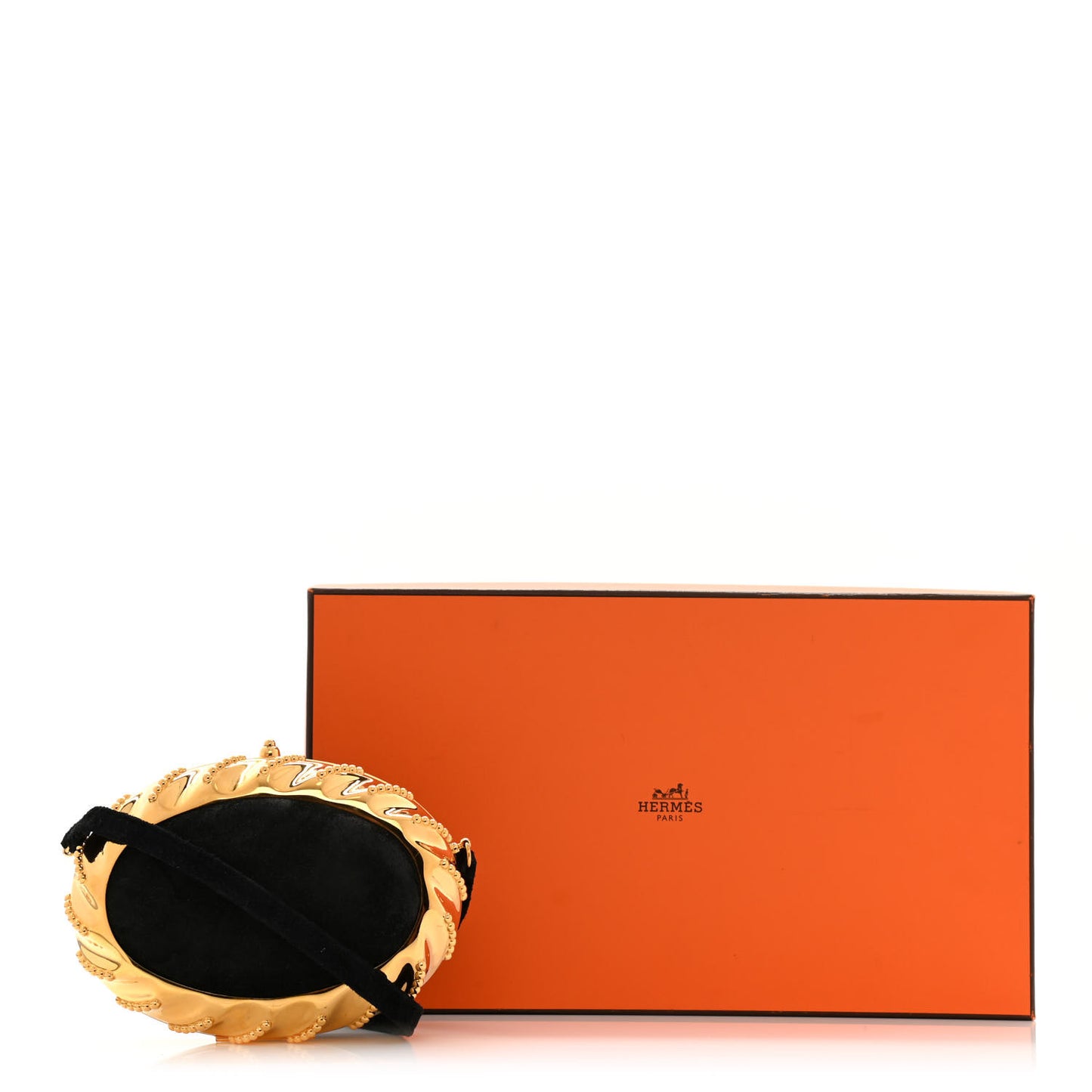 Veau Doblis Brass Minaudiere Clutch Black