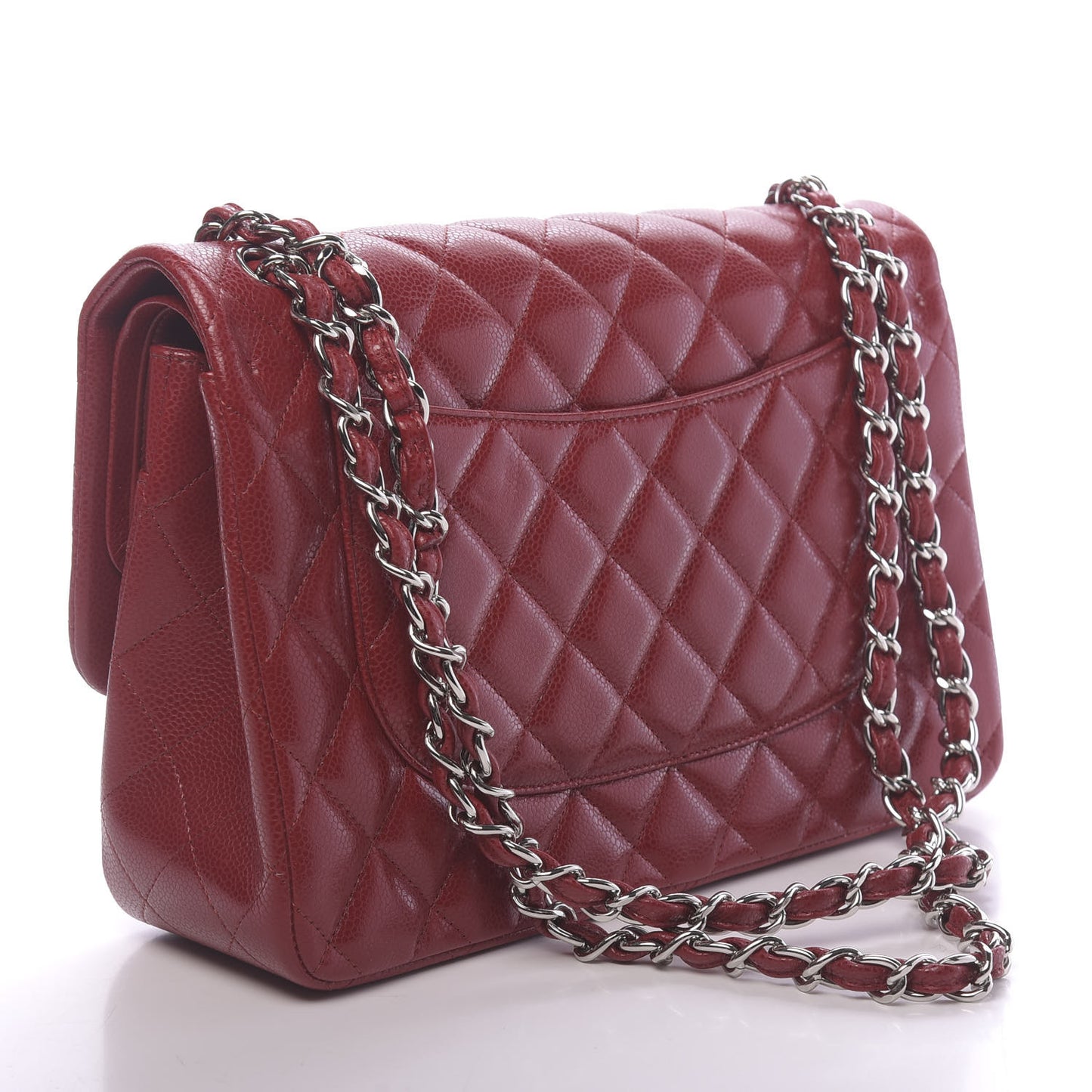 Caviar Quilted Jumbo Double Flap Red
