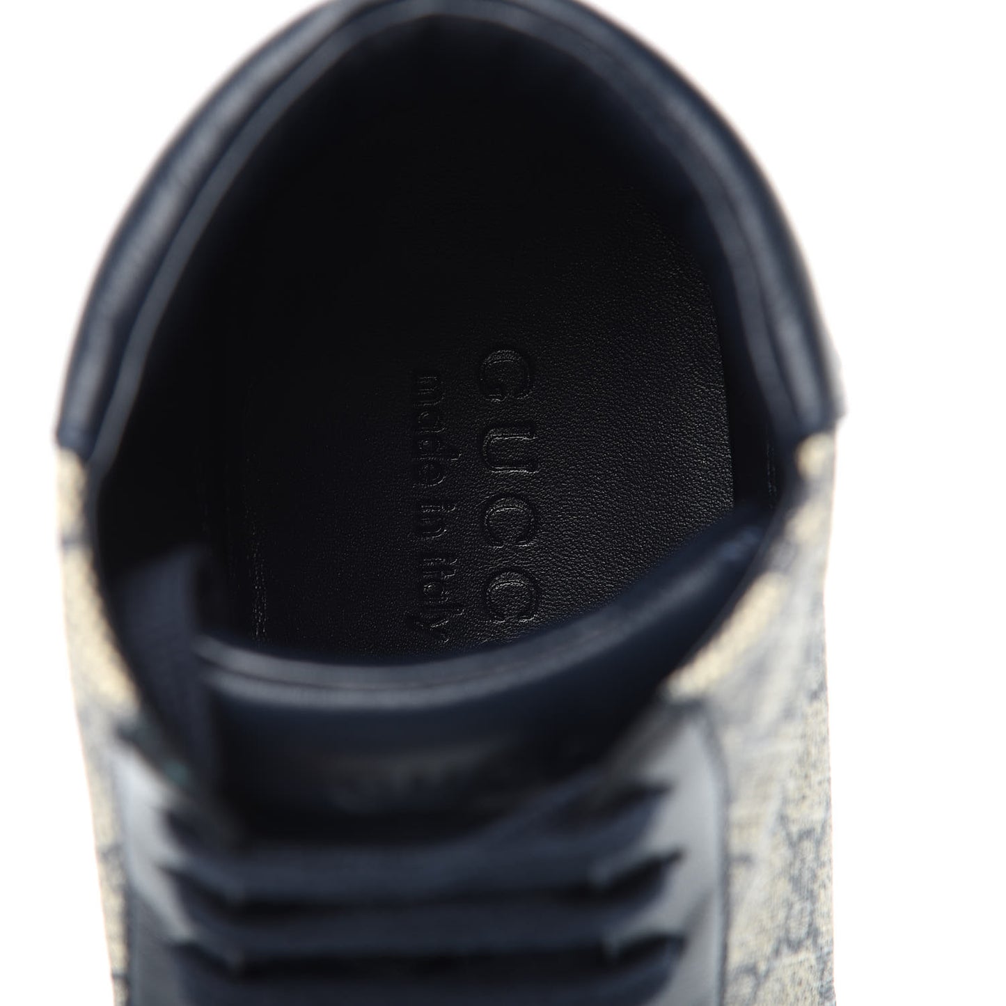 GG Supreme Monogram Calfskin Mens Hightop Sneakers 6 Beige Blue