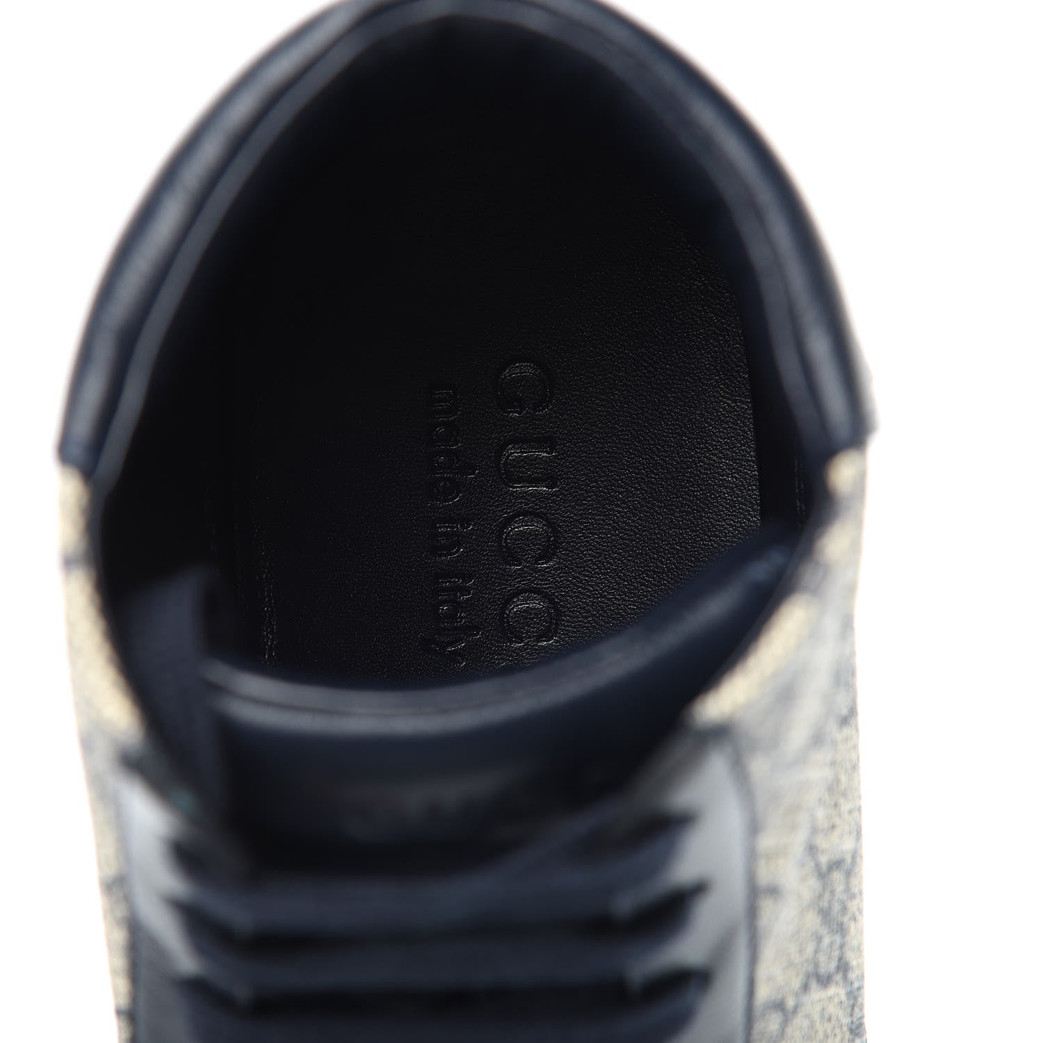 Gucci GG Supreme Monogram Calfskin Mens Hightop Sneakers 6 Beige Blue 7 of 9