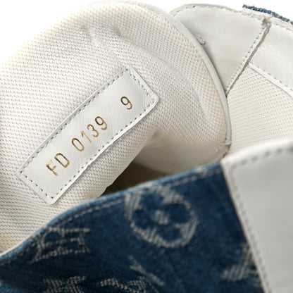 Louis Vuitton Calfskin Denim Monogram Mens Tattoo Sneaker Boots 9 White Blue 10 of 10