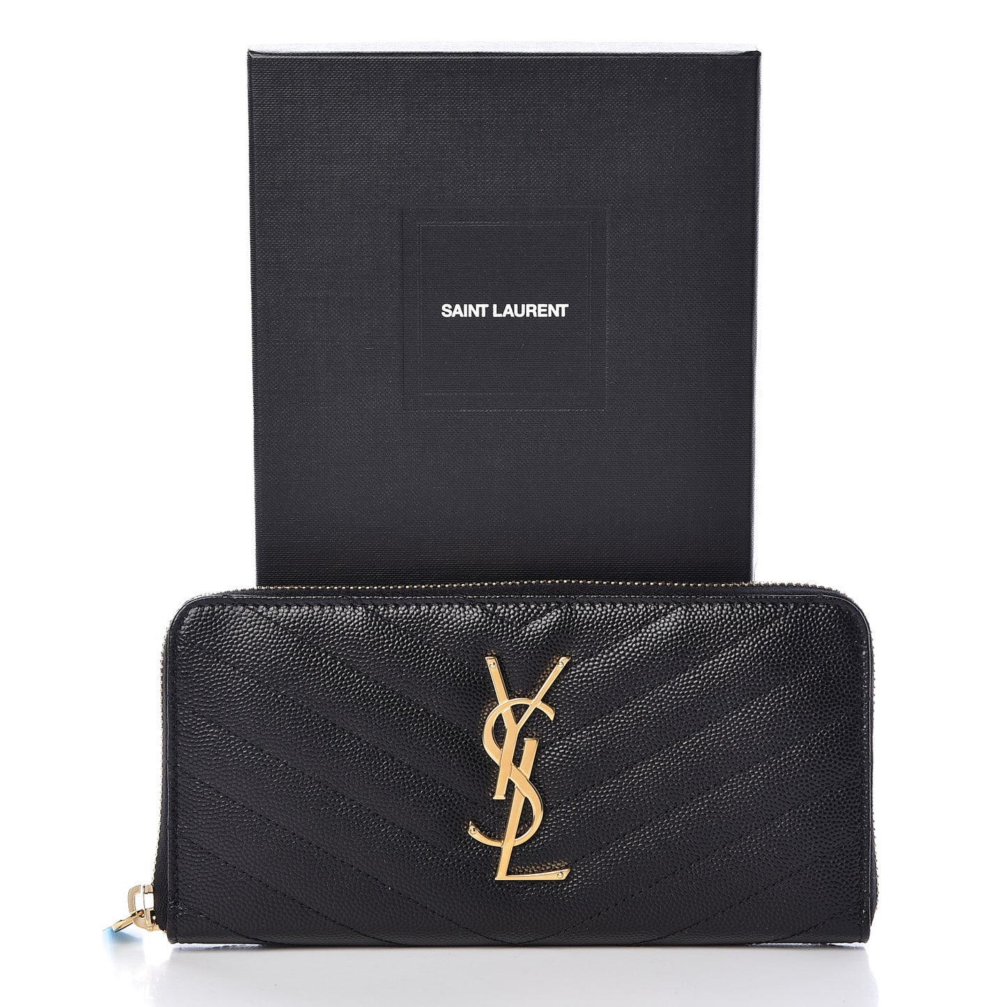 Grain De Poudre Matelasse Chevron Monogram Zip Around Wallet Black