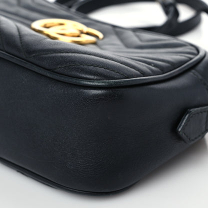 Gucci Calfskin Matelasse Small GG Marmont Chain Shoulder Bag Black 10 of 15