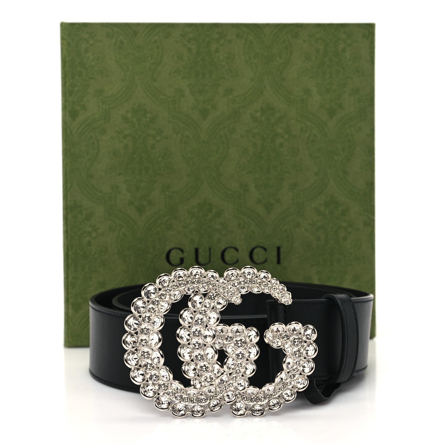 Calfskin Crystal Double G 40mm Belt 95 38 Black