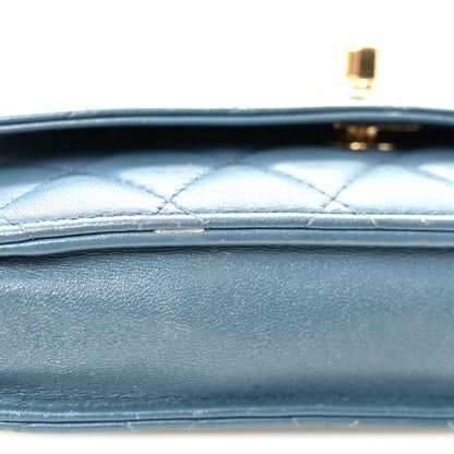 Chanel Lambskin Quilted Trendy CC Wallet On Chain WOC Blue 12 of 12