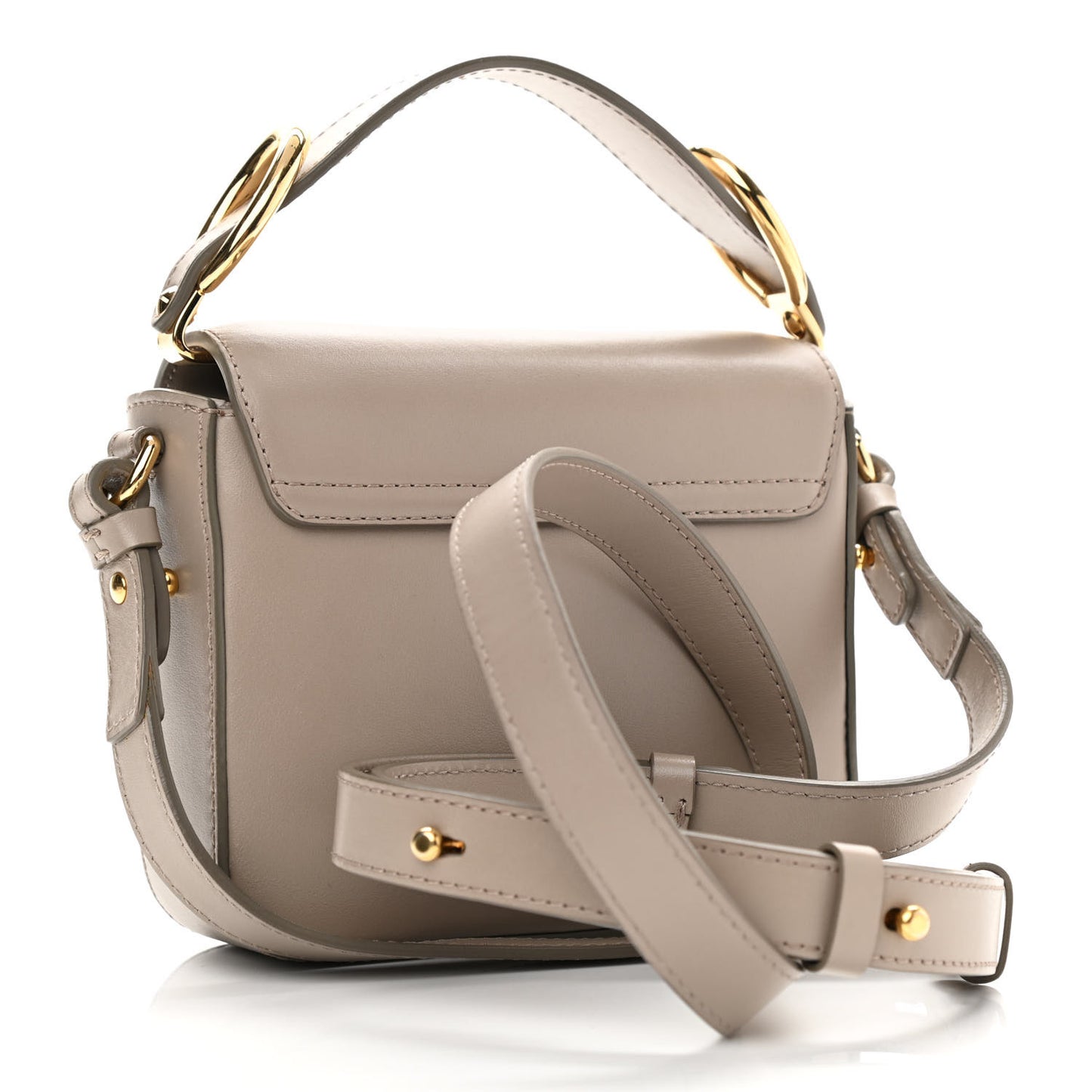 Shiny Calfskin Suede Mini C Double Carry Motty Grey
