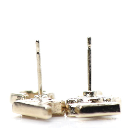 Chanel Crystal Pearl Signature Stud Earrings Gold 3 of 4